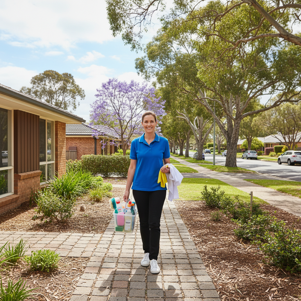 Local Melbourne house cleaner arriving at a suburban home